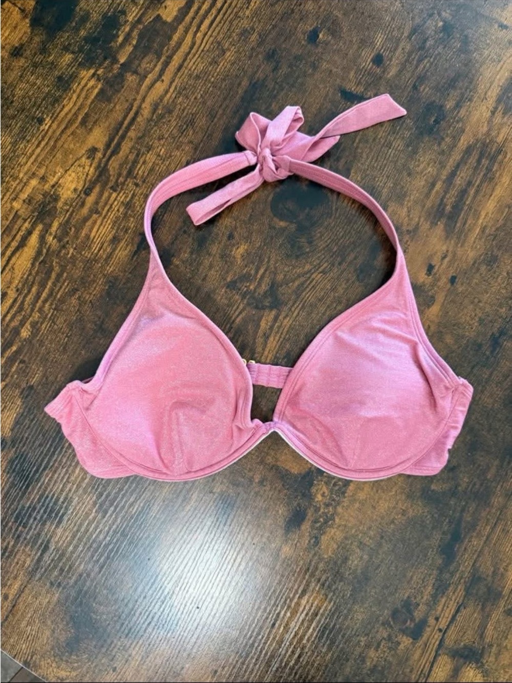 Pink Halter Bikini Top